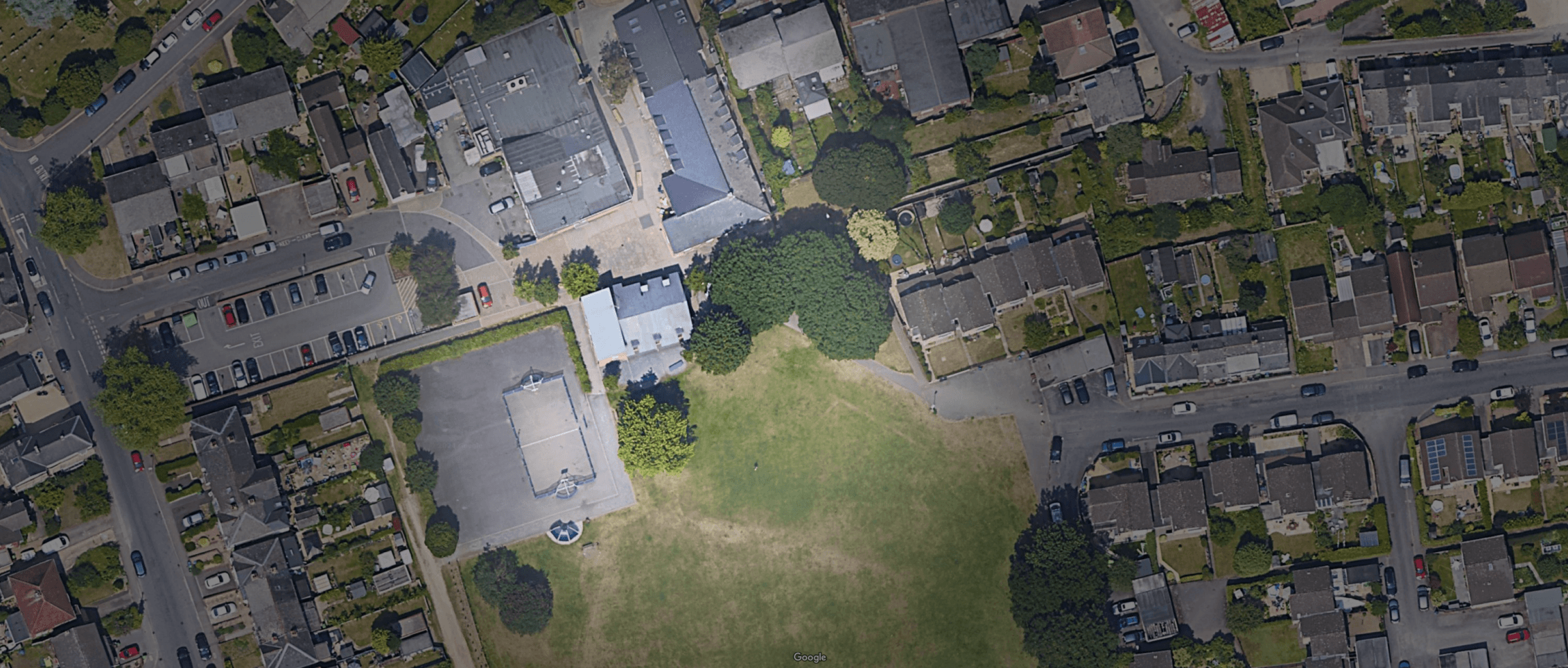 Aerial view of Kings Hall and its grounds in Charlton Kings